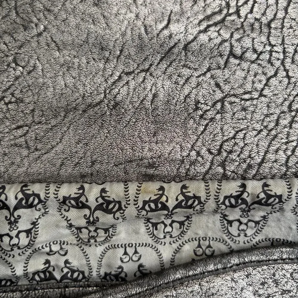 Thomas Wylde Leather Skull Metallic Pebble Leather Grunge Hand Bag